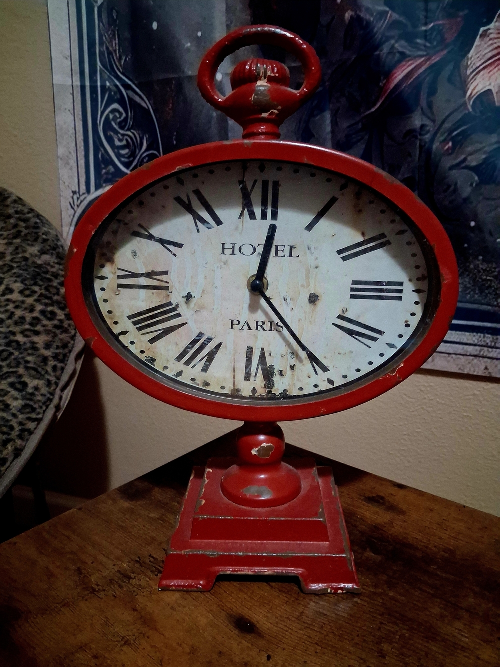Hotel Paris Red Oval Table Clock - Vintage Style Accent